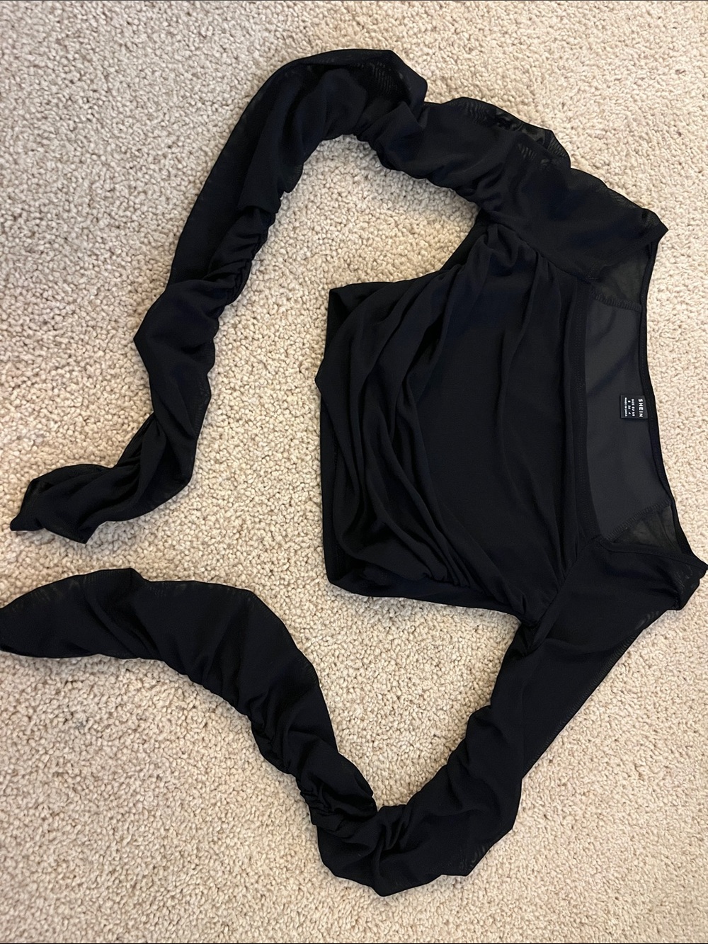 Black Long Sleeve Crop Top with Wrap Ties